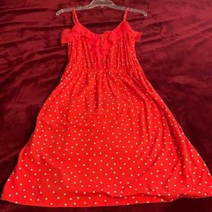 Elle red & white polka dot dress